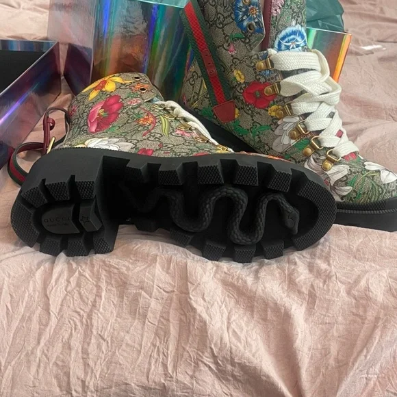 Gucci Floral Combat Boots - Picture 4 of 5